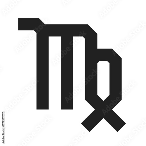 virgo (distillation) alchemy line icon – geometric mystical design