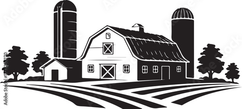 Vintage farm building silhouette agriculture farming rural landscape barn countryside field meadow farmhouse harvest harvest season nature