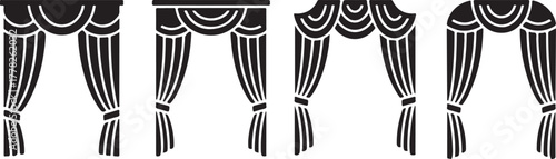 Varied Assortment of Classic Curtains in Silhouette Style on Transparent Backdrop Showing Elegance and Luxury Interior Decor