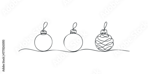 Three decorative ornaments in minimal line art