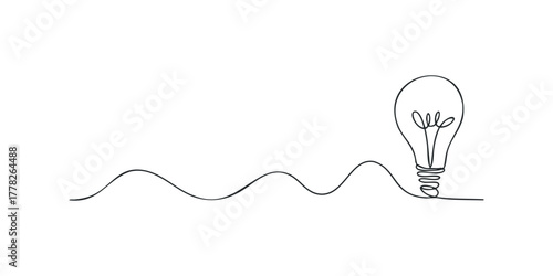 Minimalist Light Bulb Idea Line Drawing