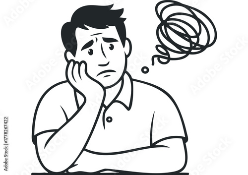 Man with hand on face looking stressed and confused