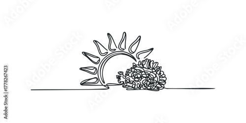 Minimalist Sun Silhouette With Abstract Cloud Shape