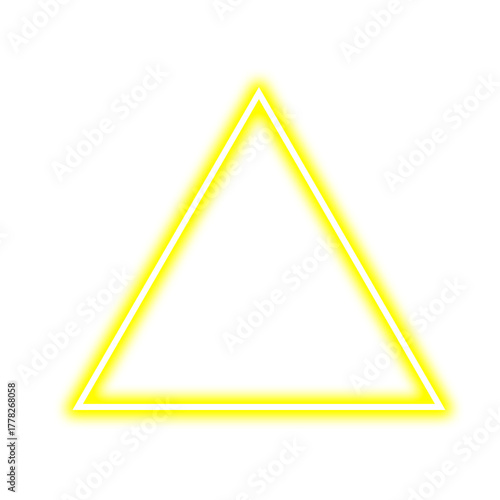 Glowing Yellow Triangle Neon Sign Isolated on Transparent Background For Digital Design and Decoration Light Effect Geometric Frame