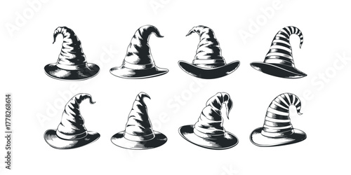Collection of Witch Hat Line Art