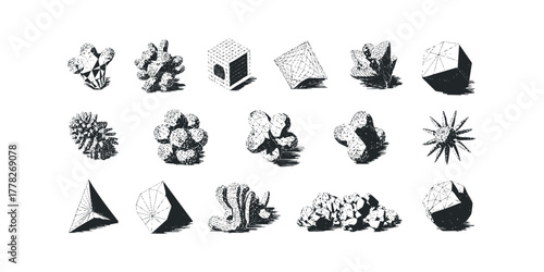 Collection of Abstract Geometric Forms and Crystal Structures