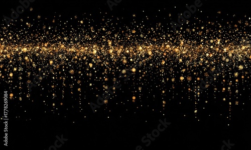 Golden bokeh cascade shimmering against a dark backdrop