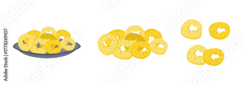 Isolated vector cartoonish food dishes of sweets