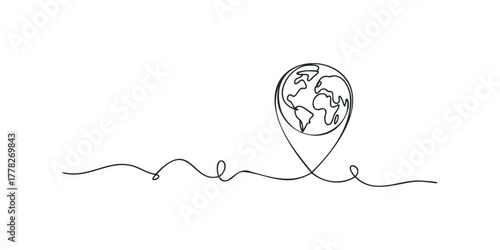 Global location marker with world map icon