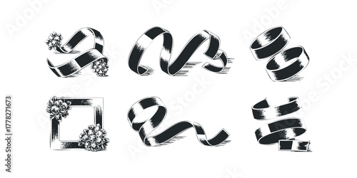 Vintage Ribbon and Wreath Graphic Elements Collection