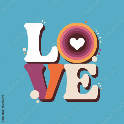 A visually appealing interpretation of the word 'LOVE' using various styles and colors to convey warmth, connection, and positive emotions through artistic design.