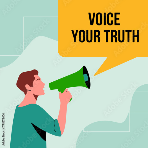 A person passionately speaking into a megaphone, symbolizing the importance of voicing one’s truth and expressing beliefs in today’s society and culture.