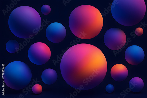 Floating gradient spheres on dark background