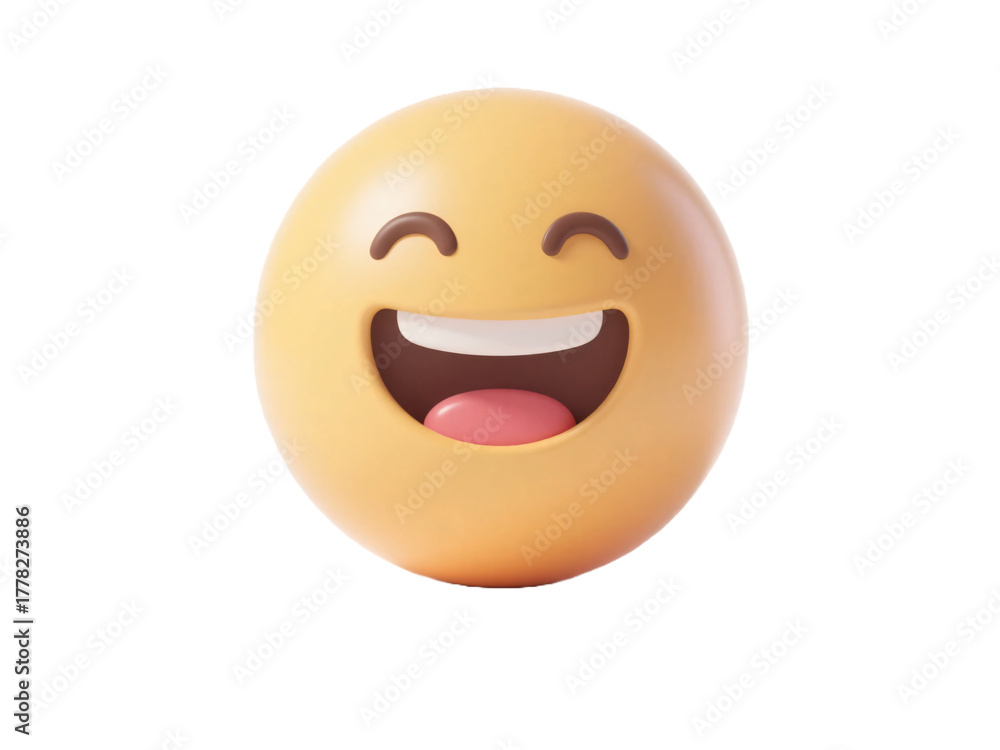 Fototapeta premium Smiling Emoticon 3D Render Transparent Background