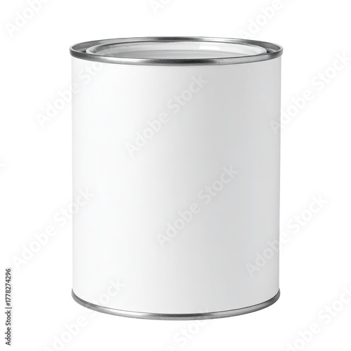 White paint can. Simple, cylindrical shape on black