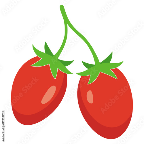 Red tomato nature food tasty delicious flat color vector illustration template design