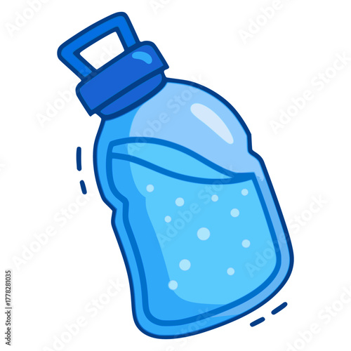 Water in plastic bottle drink healthy nature flat color vector illustration template design
