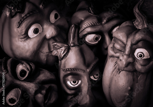 Fototapeta Silly scary Halloween pumkins