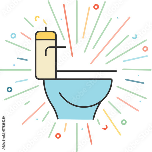 Modern bathroom fixture sparkles with cleanliness, a fresh and vibrant graphic for home improvement or sanitation campaigns needing a bright, clean icon