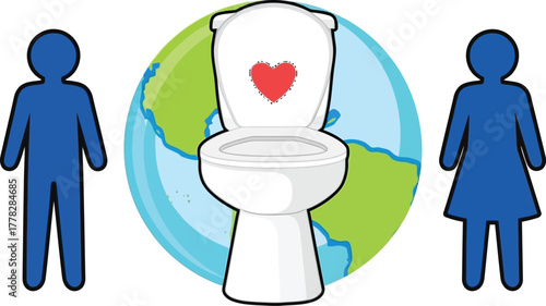 Sanitation for all global citizens showing love for clean water and hygiene, promoting health and wellbeing worldwide, public health initiative