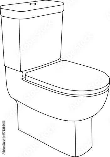 Sleek toilet outline perfect for modern bathroom designs, architectural plans, or plumbing illustrations offering a clean, minimalist aesthetic, ideal for renovations