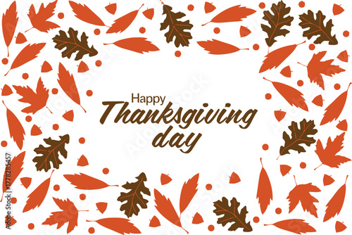 Celebrate autumn's bounty with festive Thanksgiving greetings surrounded by vibrant fall leaves and acorns for a warm, heartfelt message