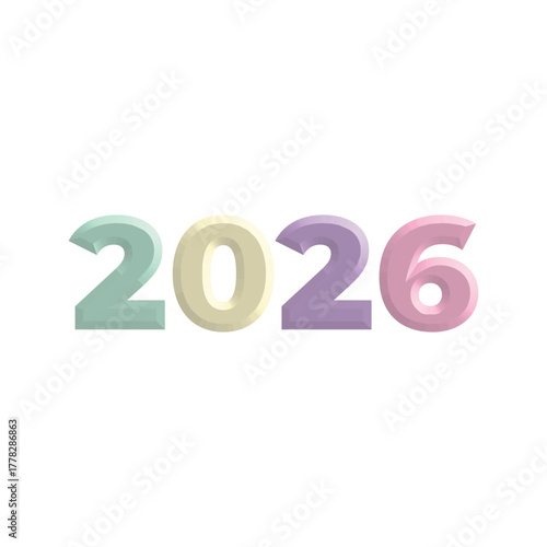 colorful extrude 2026 happy new year template vector design