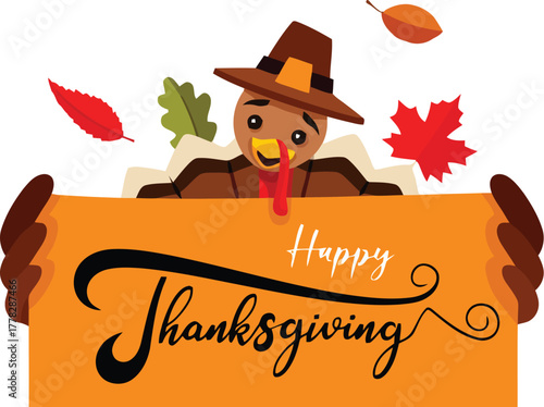 Celebrate Thanksgiving with this charming turkey illustration, perfect for holiday greetings, festive decor, and joyful seasonal promotions to spread the warmth