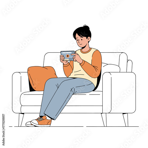 Mobile Streaming Vector Modern Entertainment Habit