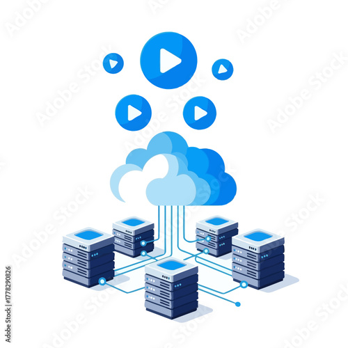 Cloud Server for Streaming Vector Digital Network Concept