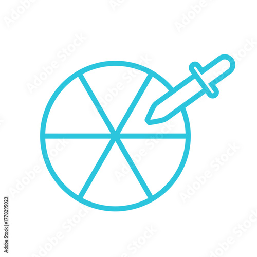 Color picker. Pipette and color wheel.  Isolated on white background. Blue icon set.