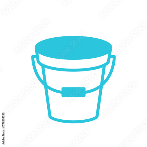 Bucket icon. Isolated on white. Blue icon