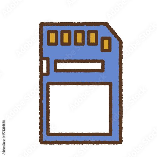 手書き風の単品アイコンイラスト　メモリーカード