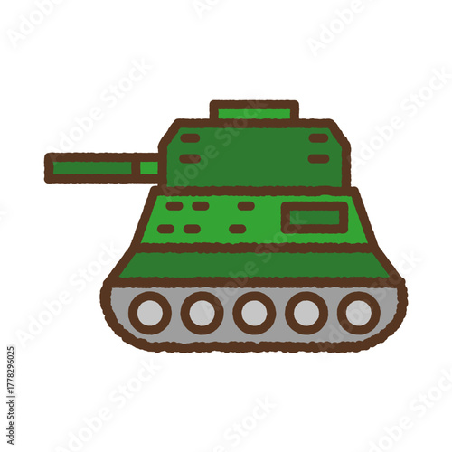 手書き風の単品アイコンイラスト　戦車