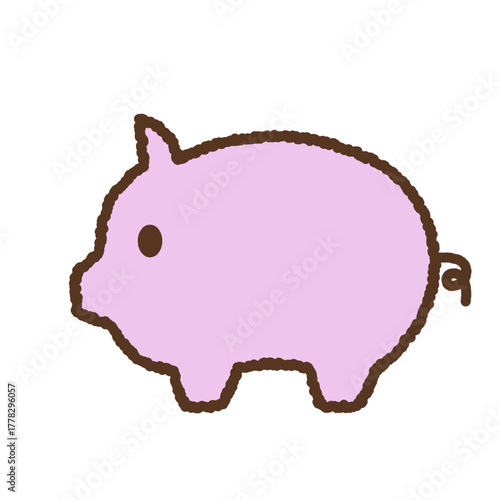 手書き風の単品アイコンイラスト　豚