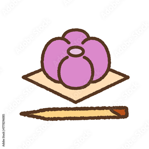 手書き風の単品アイコンイラスト　和菓子　黒文字