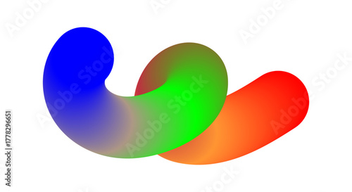 Abstract swirling shape with vibrant gradient colors on white background