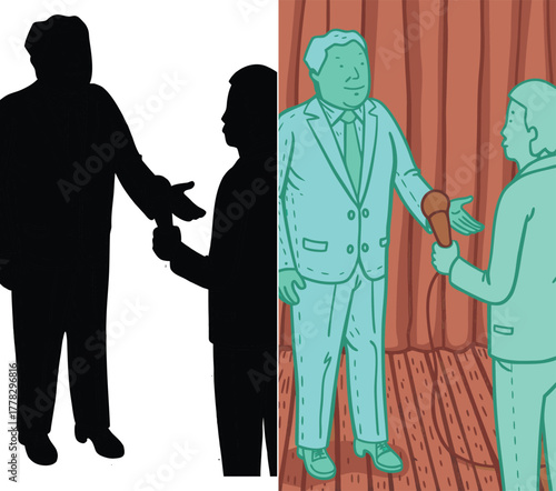 Engaging interview with charismatic speaker on stage, captivating audience with insightful conversation and dynamic presence, a powerful moment of exchange