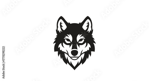 A Fierce Black and White Wolf Head Logo Design