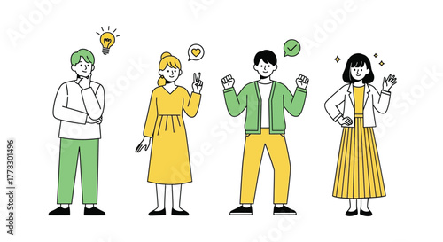 Stock vector illustration of diverse people with positive vibes vector