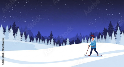 skiing in the mountains