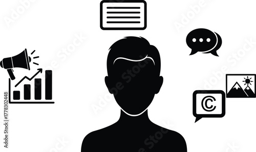 Media communication icons vector, business content illustration, marketing promotion design, 