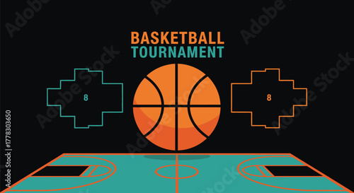 Basketball tournament vector graphic design for social media post vector