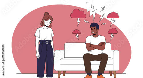 Couple arguing relationship problems anger management vector design vector
