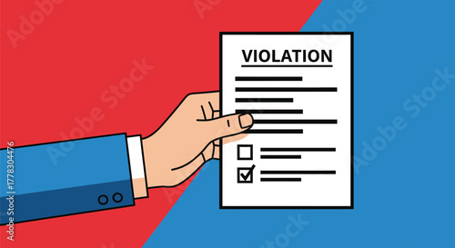 Violation notice hand holding document check list vector graphic vector