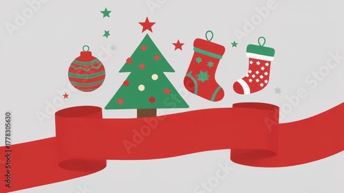 Elegant Red Ribbon Holiday Reveal – Premium Minimalist Christmas Animation
