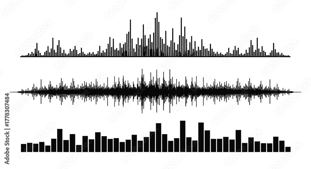 Obraz premium Waveform sound audio frequency visualization music signal graphic editable