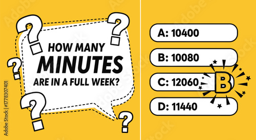 How many minutes in a week quiz question and answer for students editable