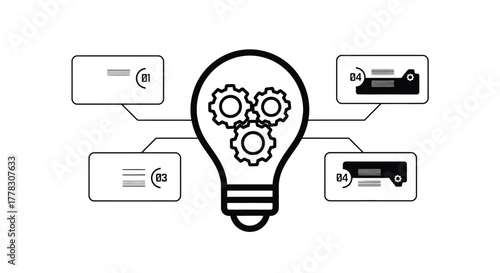Infographic design lightbulb idea concept creative process diagram editable