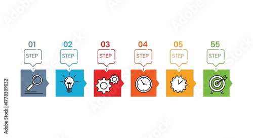 Infographic steps process workflow diagram business presentation editable